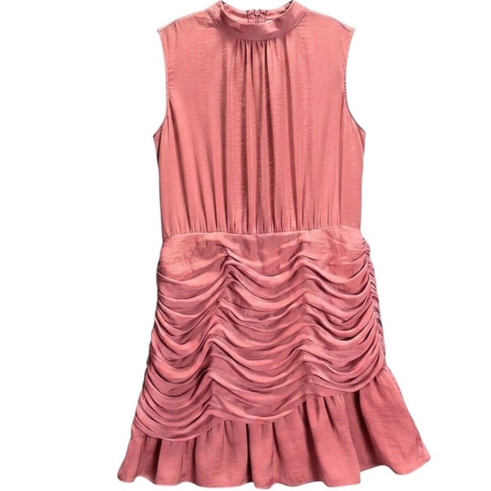 Fab'rik Women's Pastel Pink Sleeveless Ruffle Hem Mini Dress Size L NWT